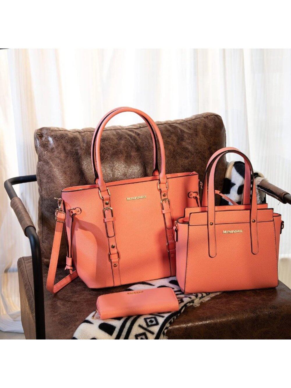 Stylish 3PC Women's Tote Bag, Wallet & Shoulder Satchel Handbag Set - Chic - Picture 4 of 6